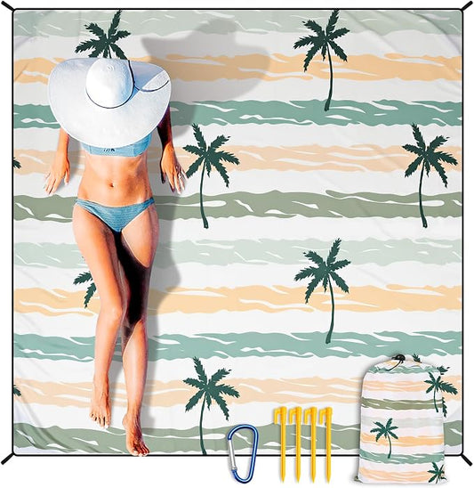 HIHOHO Beach Blanket Waterproof Sandproof Extra Large Beach Mat 79" X 83"/120"x108"for 1-8 Adults Quick Drying Durable Outdoor Picnic Mat for Beach Travel Camping Hiking by HIHOHO