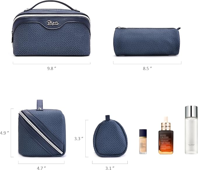 BOYATU Travel Makeup Bags for Women: Vintage Roman Column Texture | Each Journey, Quiet Luxury Serenity - 3 Pcs Set Large Capacity Cosmetic Bag Organizer Toiletry Purse 50% Extra Storage - Image 6
