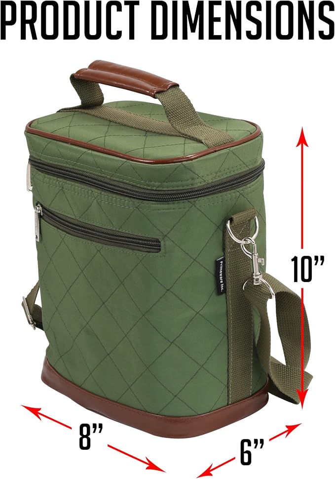 Primeware 6 Pack Bottle Beer Bag Extra Thick Insulation Keeps Drinks Cold Multi-Use for Water, Beer, Coffee or Any Other Beverage, BYOB & Barbecues (Olive) - Image 2