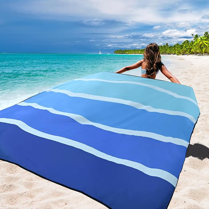 WIWIGO Beach Blanket Waterproof Sandproof Beach Mat 79" X 83"/10'x9'for 2-8 Adults Quick Drying Outdoor Picnic Mat Beach Accessories for Travel, Camping, Hiking - Image 4