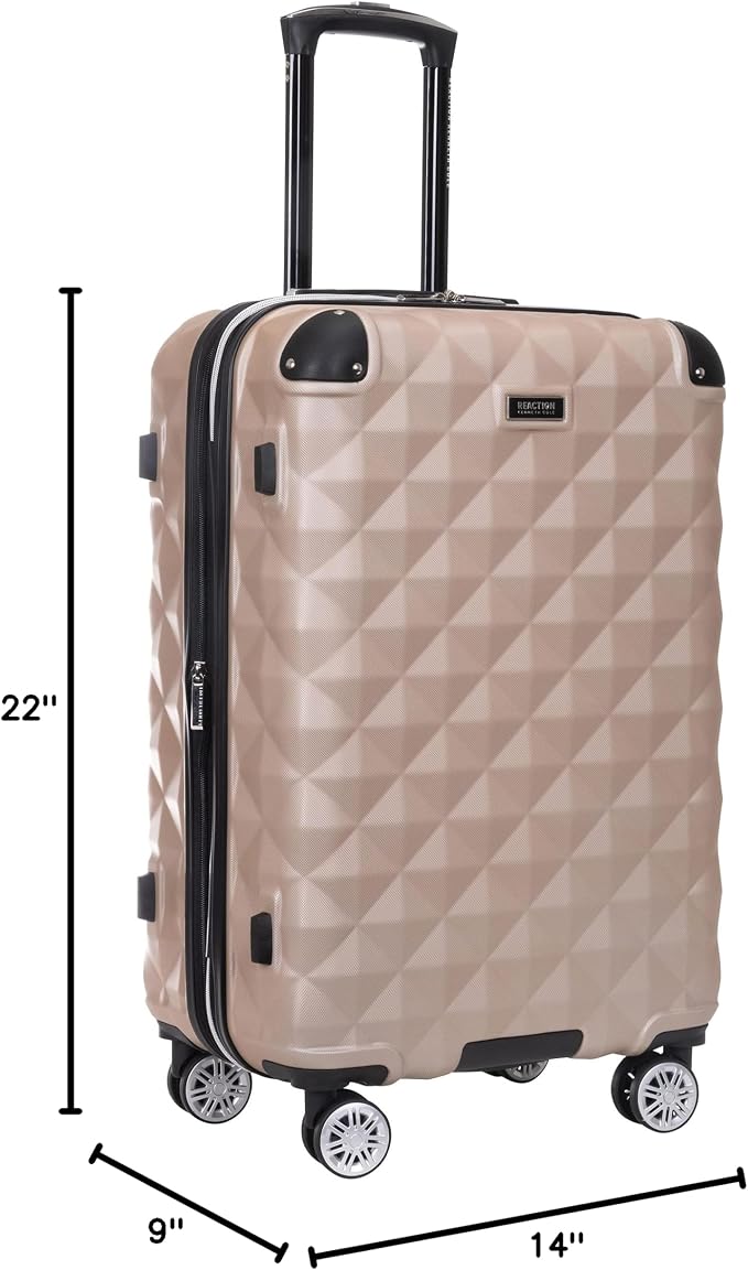 Kenneth Cole REACTION Diamond Tower Collection Lightweight Hardside Expandable 8-Wheel Spinner Travel Luggage, Rose Champagne, 24-Inch Checked - Image 10