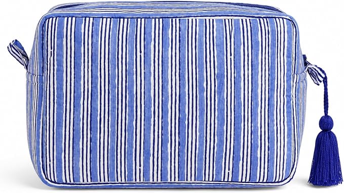 Huar Travel Makeup Bag- Large Capacity Cosmetic Bags for Women - Water Resistance Lining Portable Pouch & Open Toiletry Bag - Perfect Girls Makeup Organizer for Travel Essentials (Blue) by Huar
