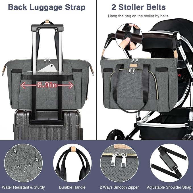 ITIEZY Diaper Bag Tote for Baby - Large Mommy Bag with Portable Changing Pad Pacifier Case, Hospital Bags Travel Baby Bag - Image 6