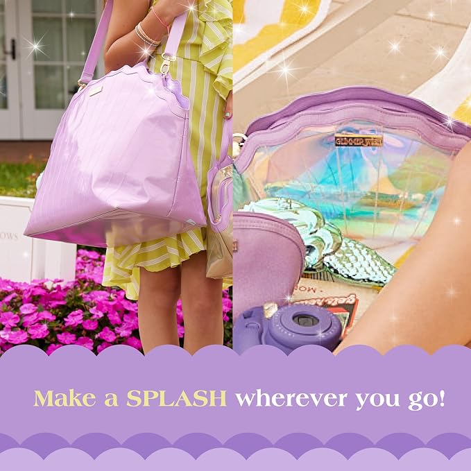 Glimmer Wish Mermaid Overnight Bag and Shell Cosmetic Bag for Essentials and Cosmetics, Secure and Organized Travel Bags, Gifts for Teens and Girls - Image 2