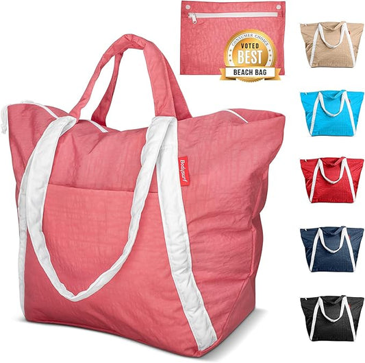 Bodysurf Beach Bag Waterproof Sandproof, Foldable Packable Travel Zip Tote by Bodysurf