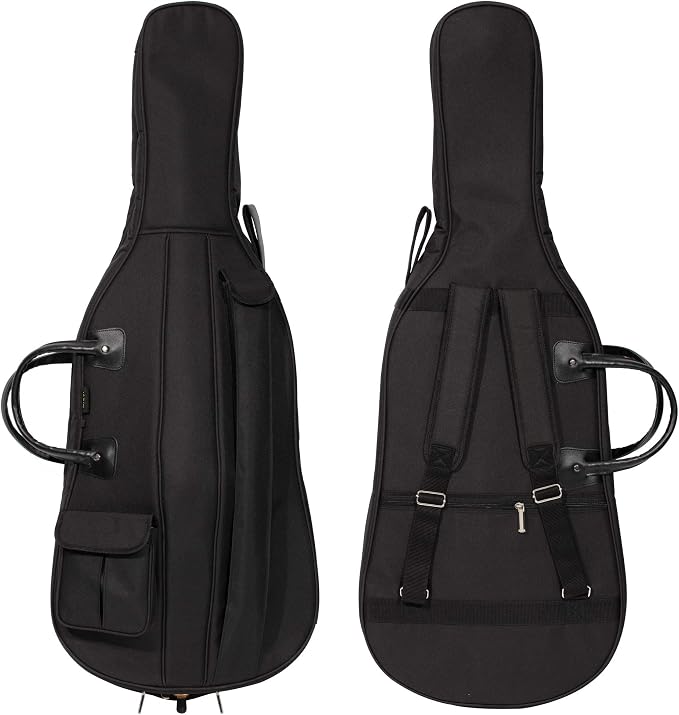 MI&VI CB-5001 Cello Soft Case Travel Gig Bag (1/2 & 2/4 Size) With Multiple Pockets and Adjustable Backpack Straps | 12mm Thick Padding | Waterproof | Non-Abrasive Lining - MIVI Music by MIVIMusic
