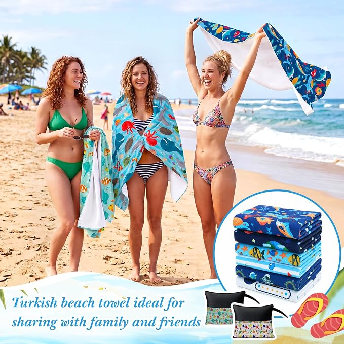 Peryiter 48 Pcs Microfiber Beach Towel with Bags Bulk, 24 Large Quick Dry Pool Towels and 24 Storage Bags, 28 x 55 Inch Ocean Blanket for Beach Swimming Summer Party Camping Travel Women - Image 4