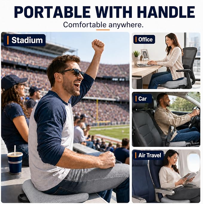 Sojoy 3 in 1 Foldable Gel Seat Cushion Featured with Memory Foam Breathable Seat Cushion for Pressure Relief (Size: 18.5“ x 15" x 2"，Gray Mesh) - Image 2