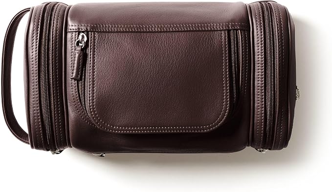 Leatherology Brown Multi Pocket Toiletry Bag – Full-Grain Leather Travel Dopp Kit with Multiple Zippered Compartments | Spacious, Durable Organizer for Toiletries & Grooming Essentials by Leatherology