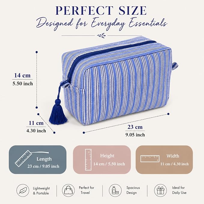 Huar Travel Makeup Bag- Large Capacity Cosmetic Bags for Women - Water Resistance Lining Portable Pouch & Open Toiletry Bag - Perfect Girls Makeup Organizer for Travel Essentials (Blue) - Image 6