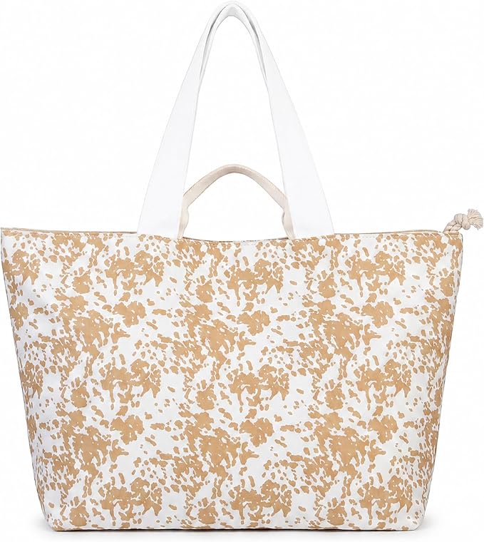 Salt Earth XL Beach Tote Bag for Women – XL Travel Tote with Zipper & Pockets, Oversized Canvas Pool Bag, Weekender Carry-On by SaltEarth