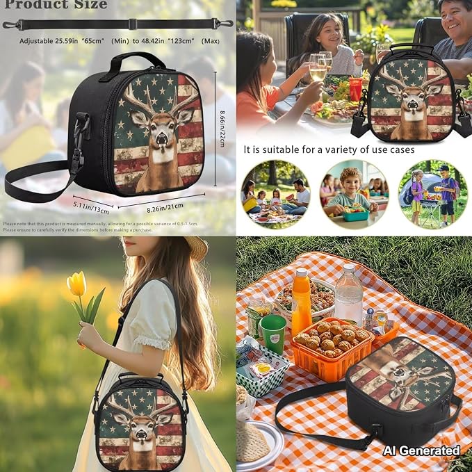 American Deer Backpack for School Kids Boys Bookbag with Lunch Box 4-in-1 Set, Boys Backpack 10-12 Years Old, Adjustable Straps 6th 5th Grade Backpacks for Girls School Bag Gifts Set - Image 5