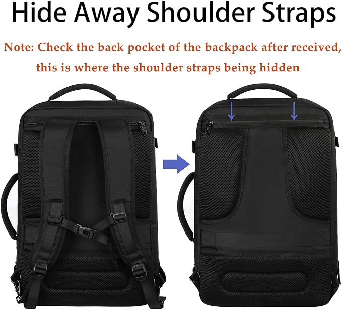 MATEIN 45L Travel Backpack, Expandable Large Carryon Backpack for Men Women | Airline Aprroved, Fits Overhead Bin, Lightweight Weekender Backpack, Water Resistant, Anti Theft, Gifts for Traveler, Black - Image 6