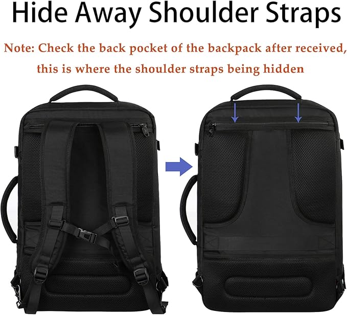 MATEIN Mens Travel Backpack, 27L Lightweight Carry on Backpack for Women, Expandable Business Backpacks, Waterproof Hiking Daypack for Outdoor Sports Rucksack Casual Daypack, Travel Essential, Black | Expandable Business Backpack, 27L, Lightweight, Wat... - Image 6