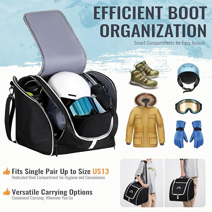 GoHimal Ski Bag & Boot Bag Combo, Padded Ski Carrier | Fits Skis Up to 200CM, Fits Boots Up to US13, Safety Reinforced, Water-Resistant, Ski Travel Bag - Image 4