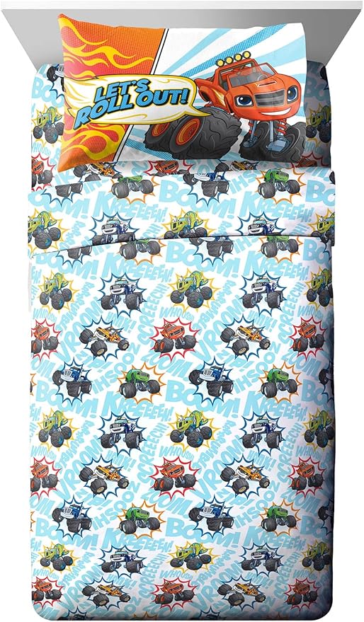 Jay Franco Kids Sheet Set with Fitted, Flat Sheets & Pillow Cover - Ultra-Soft Bedding with Pillowcase for Room Decor, Multi - Blaze, 3 Piece Toddler by JayFranco