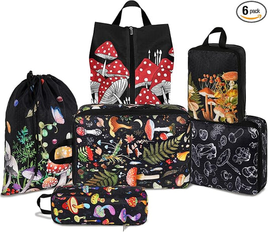6 Pcs Compression Packing Cubes Waterproof Suitcase Travel Bag Luggage Backpack Organizer Travel Cubes for Packing-Black Mushroom by Unknown