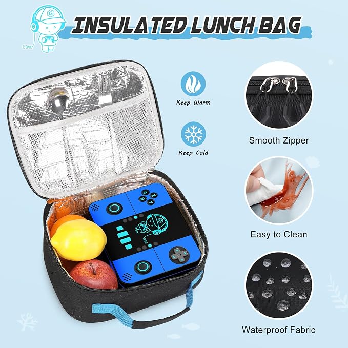 Bevalsa Backpack for Boys with 43OZ Bento Lunch Box,Insulated Lunch Bag & Pencial Case,Cool Luminous Gamer Schoolbag for Kids Teens Elementary Middle School,Bookbag Glow In The Dark - Image 6