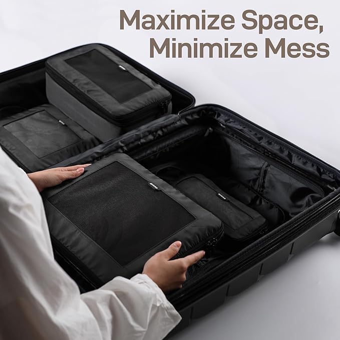 EPICKA TripCozy Compression Packing Cubes - 4 Set Durable Travel Organizer Bags with Mesh Top, Expandable Travel Accessories for Carry on, Luggage, Suitcase, Backpack (Dark Grey) - Image 5