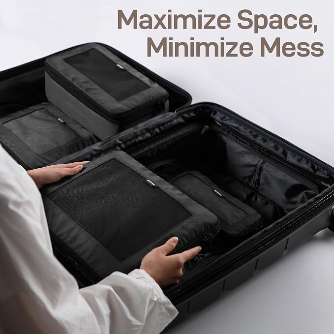 EPICKA TripCozy Compression Packing Cubes - 4 Set Durable Travel Organizer Bags with Mesh Top, Expandable Travel Accessories for Carry on, Luggage, Suitcase, Backpack (Dark Grey) - Image 5