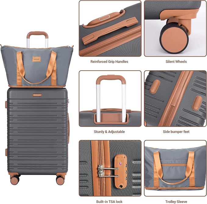 4-Piece Luggage Sets 16“20“24”28“,Suitcases with Double Spinner Wheels and TSA Lock,Hardcase 6 set Luggage with Underseat Duffel Bag - Image 9