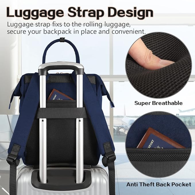 Lunch Bag Backpack, Insulated Cooler Backpack Lunch Box Laptop Backpack for Women Men Fits 15.6 Inch Laptop Blue - Image 5