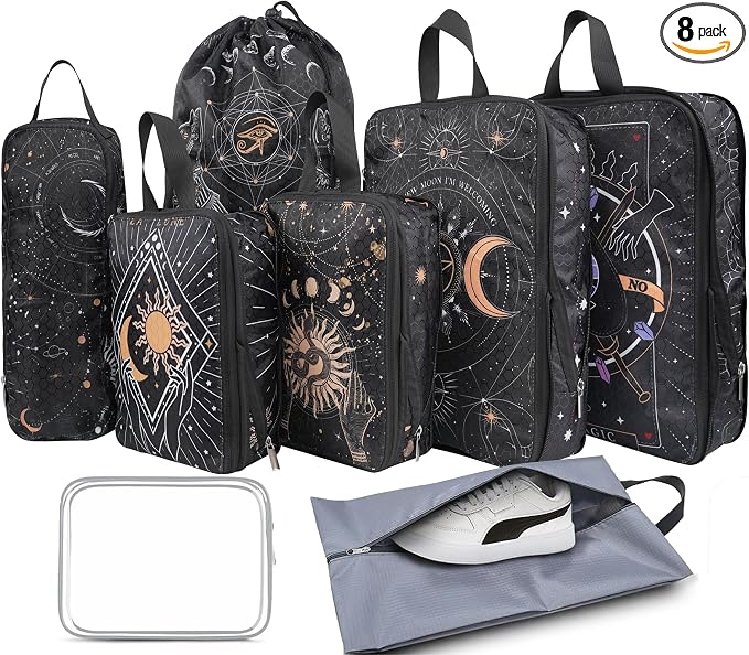 8 Pcs Compression Packing Cubes Travel for Suitcases, Waterproof Luggage Organizer Washable Storage Bags Set for Backpack Travel- Packaging Cubes for Carry-Ons and Storage by Hitanfe