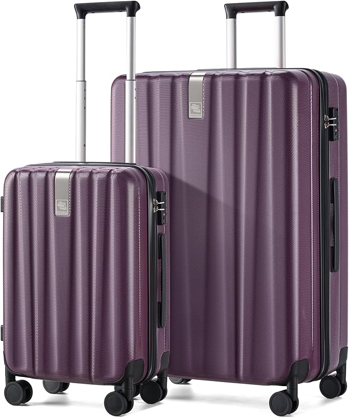 Hanke Luggage Sets 2 piece Carry On Luggage with Wheels PC Hard Shell Suitcases Lightweight Checked Travel Luggage Large Travel Suitcase Woman Men 20/29 Inch（Purple） by Hanke