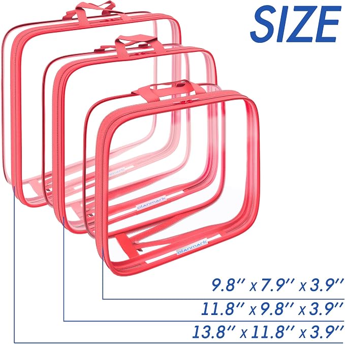 Clear Compression Packing Cubes 3 Set - Bags for Travel - Luggage Cube Organizer - Red - Image 3