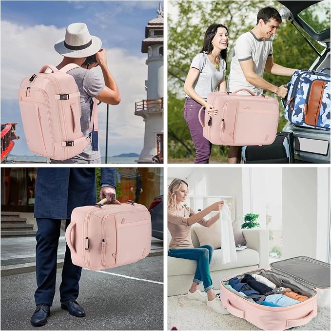 Lumesner 40L Expandable Carry On Travel Backpack with 4 Packing Cubes | Flight Approved, Fits 17 inch Laptop, Water-resistant, Suitcase Backpack, Business Weekender Luggage, Gift for Men & Women - Image 8