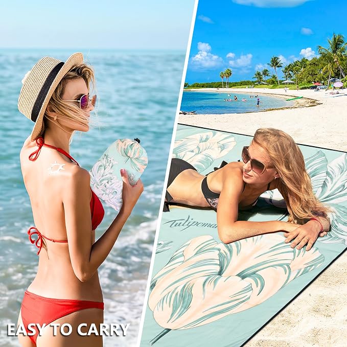 HIHOHO Beach Blanket Waterproof Sandproof Extra Large Beach Mat 79" X 83"/120"x108"for 1-8 Adults Quick Drying Durable Outdoor Picnic Mat for Beach Travel Camping Hiking - Image 4