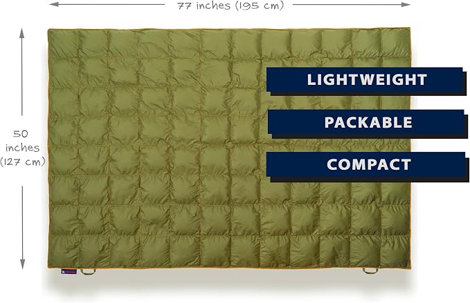 Get Out Gear Down Camping Blanket - Puffy, Packable, Lightweight and Warm | Ideal for Outdoors, Travel, Stadium, Festivals, Beach, Hammock | 650 Fill Power Water-Resistant Backpacking Quilt - Image 4
