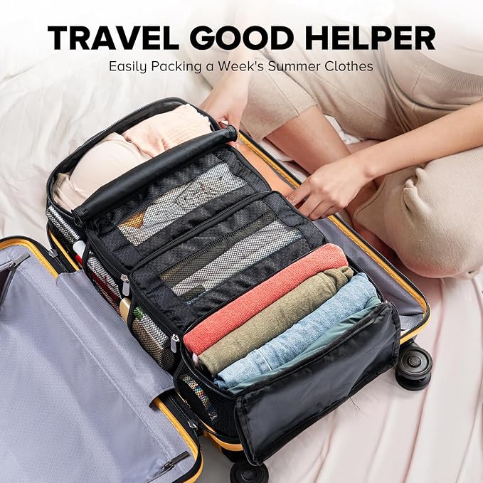 Suitcase Organizer, Travel Luggage Organizer Hanging Shelves Packing Cube Closet/Collapsible Portable Travel Organizer for Carry-on - Image 6