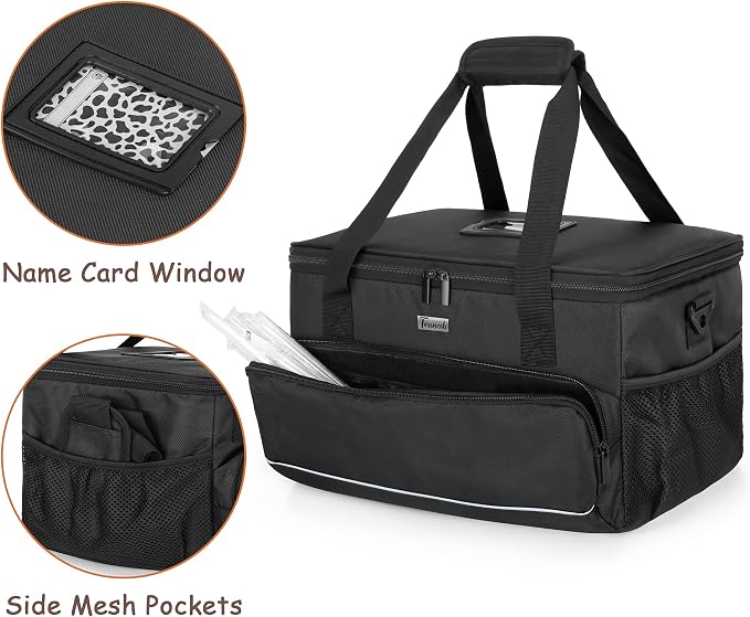Trunab 8-Cup Drink Carrier for Delivery Insulated Tote Bag, Black | Adjustable Dividers, Handle & Shoulder Strap,Reusable for Beverages,Food Take Out,Outdoors - Image 4