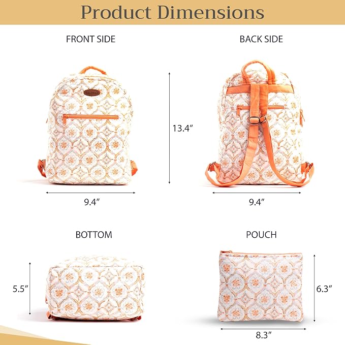 Maison d' Hermine Backpack for Women Men Cotton Shoulder Multipurpose Rucksack with Small Pouch Lightweight Multi Pocket Bag for Travel Work Beach Perfect for Spring Summer (Fair Isle) - Image 5