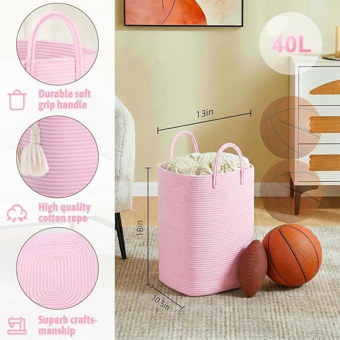 Artfeel Laundry Basket,Woven Cotton Rope Laundry Hamper,100L Versatile Storage for Dirty Clothes,Baby Toys,and Blankets in Bathroom, Nursery,and Living Room - Image 2