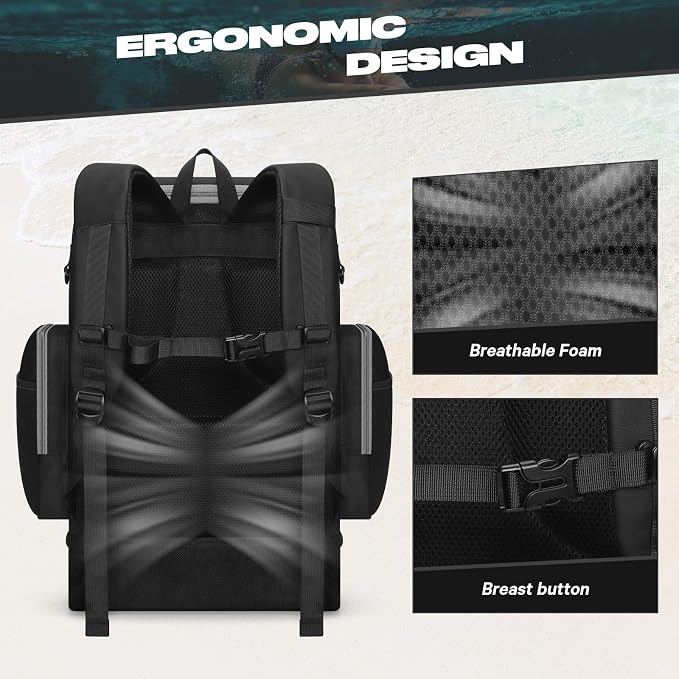 Maelstrom Waterproof Swim Backpack, Gear Sports Bag With Shoe Compartment | 35l Capacity, Durable Polyester, Ergonomic Back Padding, Lightweight. Ideal For Swimming, Snorkeling, Kayaking, Gym, Travel - Image 6