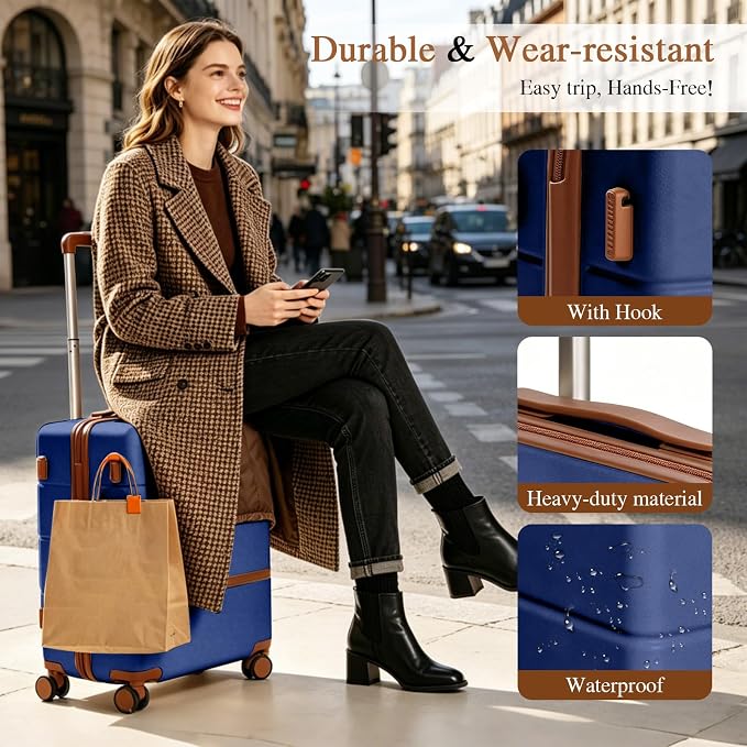 Luggage Sets, 2 Piece Suitcase set with wheels Tsa Lock 20/24 inchi Hardshell Waterproof Travel Suitcases luggage for Women/Men/Family（RBlue - Image 3