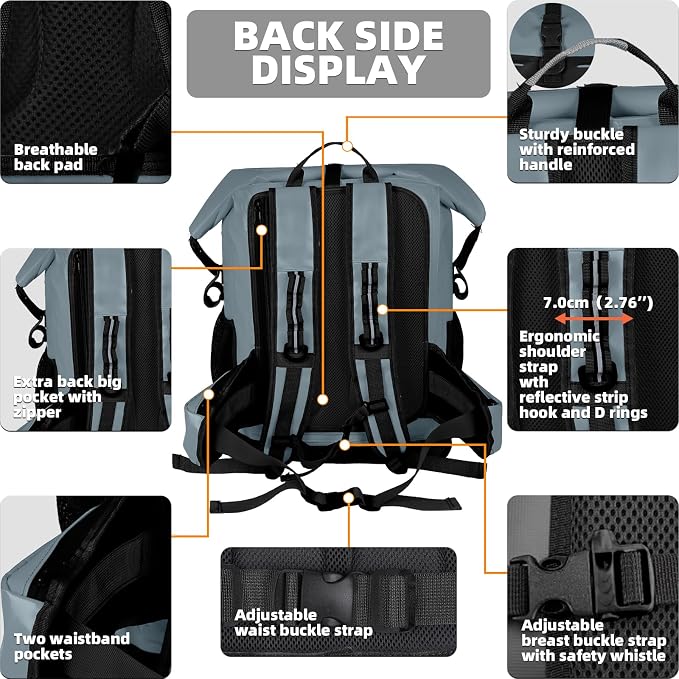 MORXPLOR Dry Bag Waterproof,5L/10L/20L/30L/40L/55L Roll Top Dry Bag Backpack with WaterProof Phone Case for Swim,Kayak - Image 6