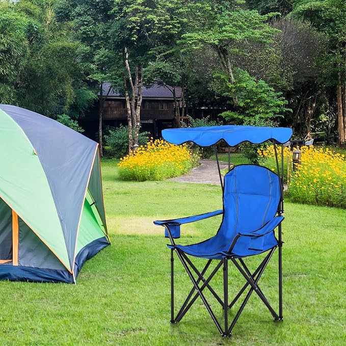 ALPHA CAMP Oversized Camping Chair with Shade Canopy, Folding Lawn Chairs - Image 2