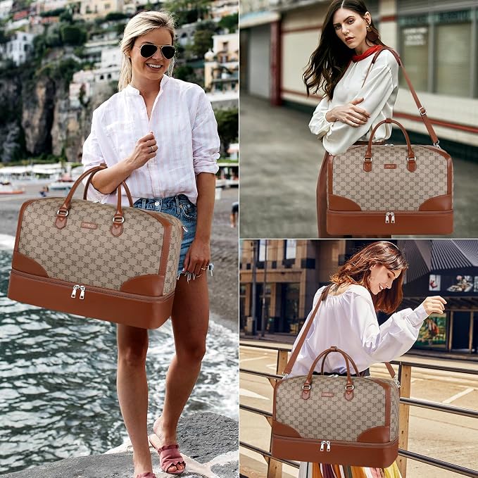 ITIEZY Weekender Overnight Bag for Women - Large Travel Duffel Bag with Shoe Compartment, Gym Duffel Bag Hospital Bag Carry On Tote Bags for Airplanes with Crossbody Bag Toiletry Bag 3Pcs Set - Image 5