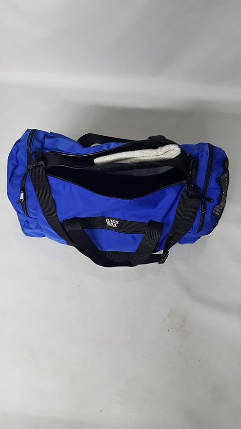 Duffle Bag Wet and Dry with One End Compartment Mesh, Front Pocket, Made In USA (Blue) - Image 5