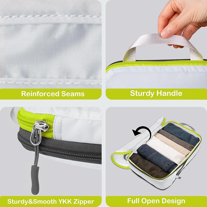 Cipway Compression Packing Cubes, Lightweight Travel Luggage Organizers with Shoe Bag, Toiletry Bag & Laundry Bag, Travel Essentials for Carry on Suitcase (8 Piece,White) - Image 5