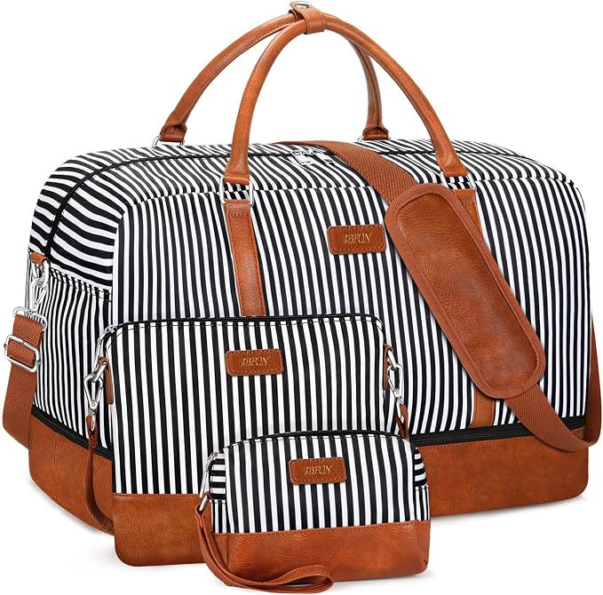 IBFUN Weekender Bags for Women, 21" Weekender Travel Bag, Travel Duffle Bag with Shoe Compartment Carry on Overnight Duffel Bag for Weekend Travel Business Trip, 3PCS by IBFUN