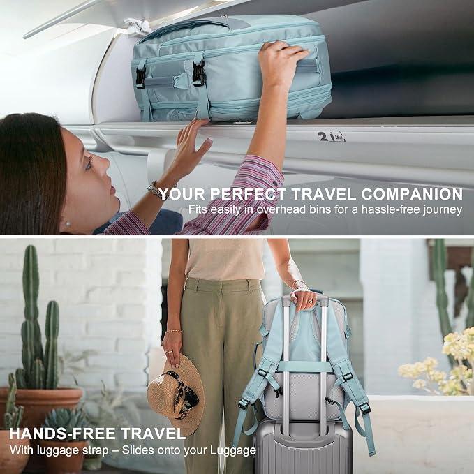 PIJUSHI Travel Backpack for Women, Fits 16" Laptop, Expandable 30L to 35L | Airline Approved Carry-on Luggage with Padded Laptop Compartment, USB Port, Wet Pocket, For Business, Commute - Image 5