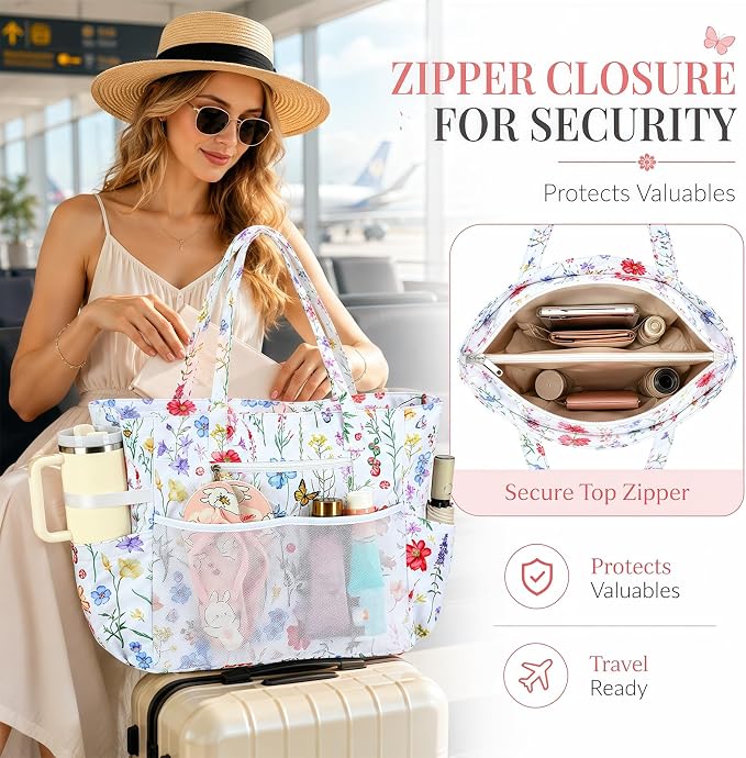 Bluboon Waterproof Beach Tote Pool Bags for Women Ladies Extra Large Carry On Bag With Wet Compartment for Weekender Travel - Image 8