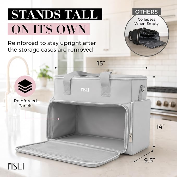 Nail Polish Organizer Case - Structured Spill-Proof Travel Bag with Reinforced Stitching, Strong Zippers, Removable Dividers - Extra Large Manicurist Storage Box in Luxury Gift-Ready Packaging - Gray - Image 4