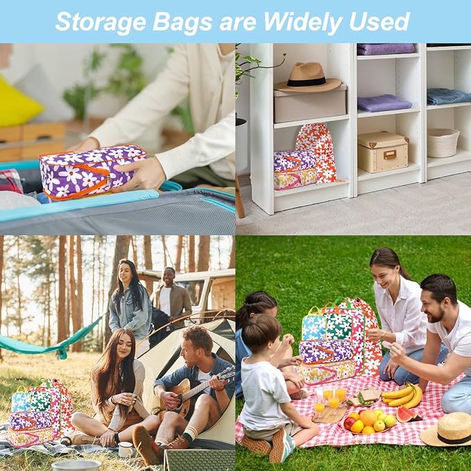 7 Piece Daisy Flower Compression Packing Cube Bundle | Slim Design, Multi-Size Luggage Organizers, Travel Essential Bag for Clothes, Shoes, Cosmetics & Toiletries, Multi - Image 8