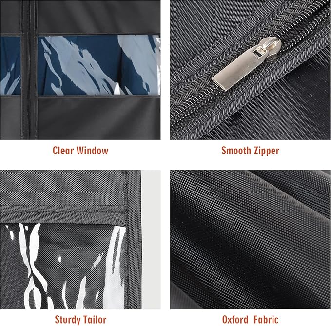 Univivi Garment Bag Suit Bag for Storage and Travel 43 inch, Washable Suit Cover for T-Shirt, Jacket, Suits, Coats, Set of 5, Oxford Fabrics - Image 3
