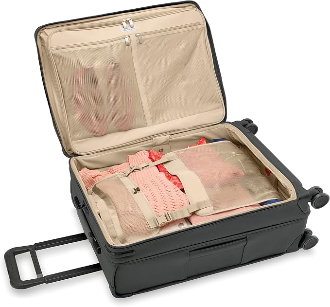 Briggs & Riley 26" Medium Expandable Spinner - Checked Luggage for Travel, Suitcases with Wheels, Softside Rolling Bag for Men & Women, Self-Repairing Zipper - Baseline Collection, Black - Image 9